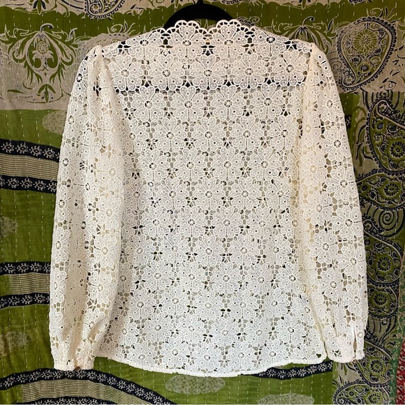 NWOT Kate Spade New York Ivory Daisy Lace Blouse Size 0 - Picture 10 of 16